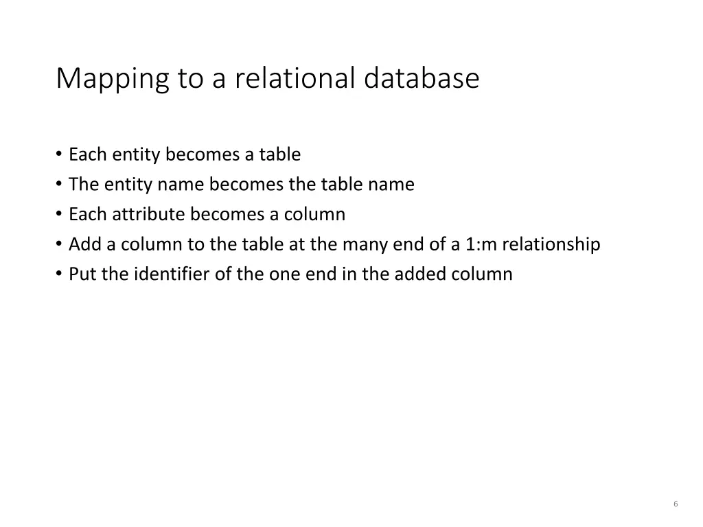 mapping to a relational database