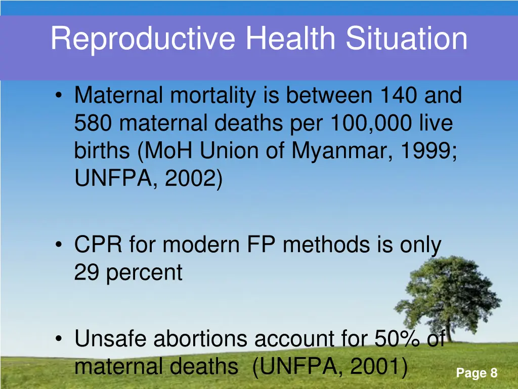 reproductive health situation