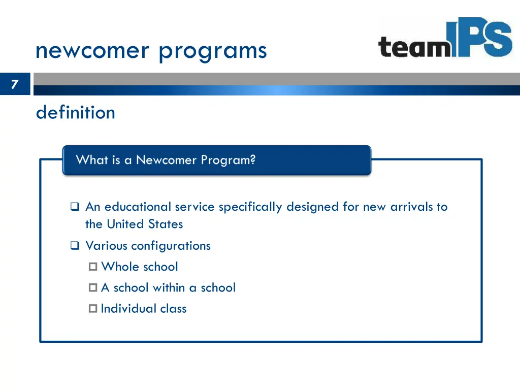 newcomer programs