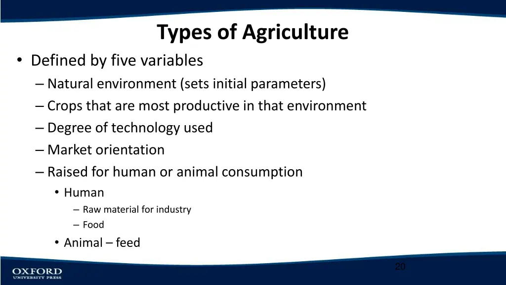 types of agriculture