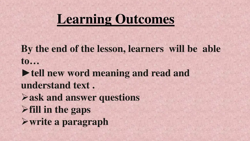 learning outcomes