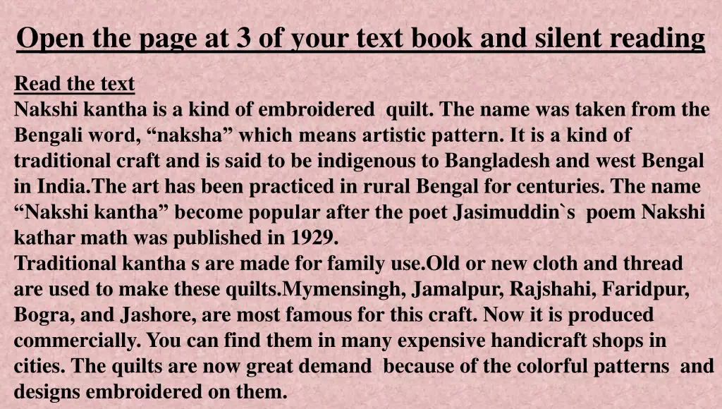 open the page at 3 of your text book and silent