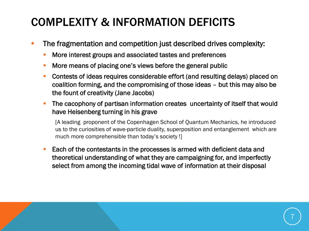 complexity information deficits