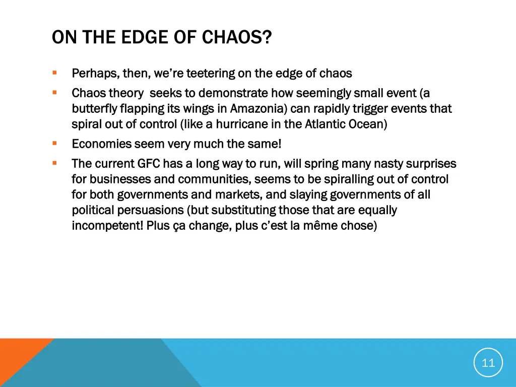 on the edge of chaos