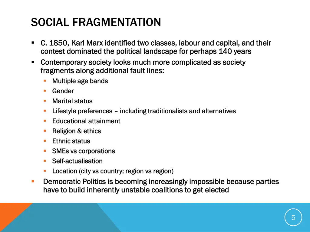 social fragmentation