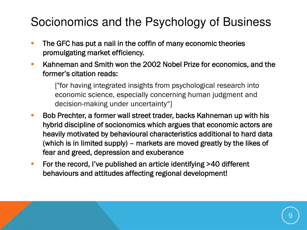 socionomics and the psychology of business