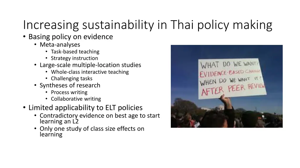 increasing sustainability in thai policy making