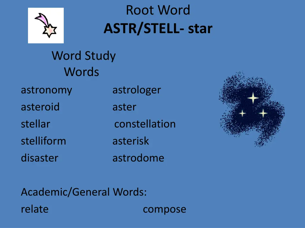 root word astr stell star