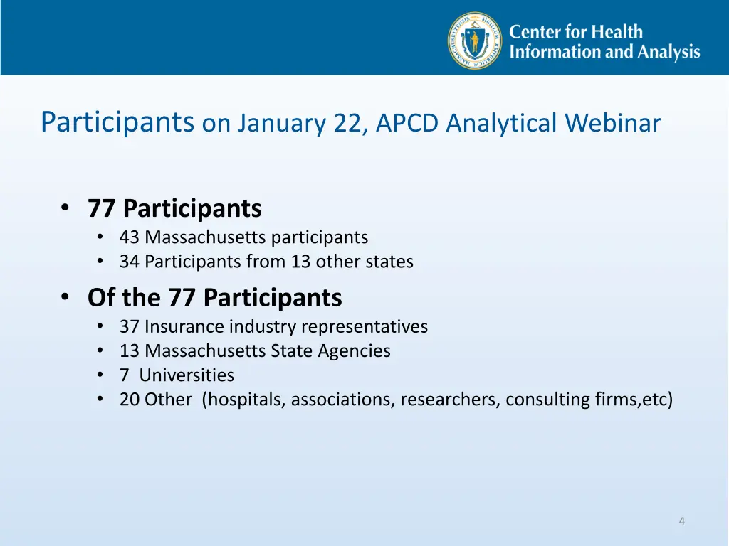 participants on january 22 apcd analytical webinar