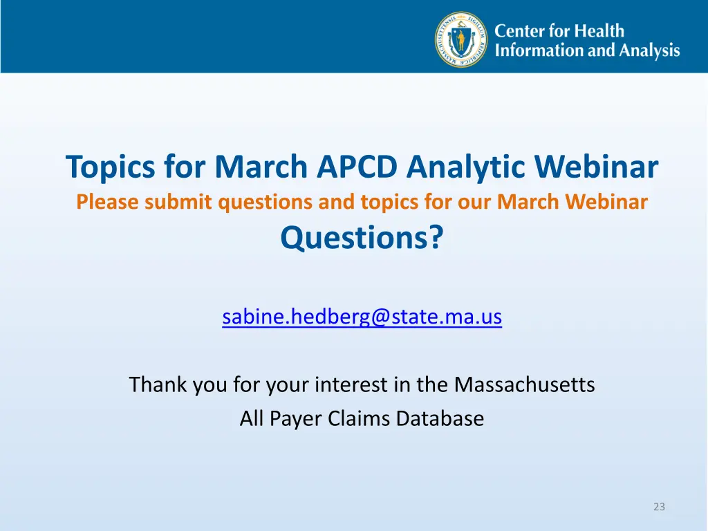 topics for march apcd analytic webinar please