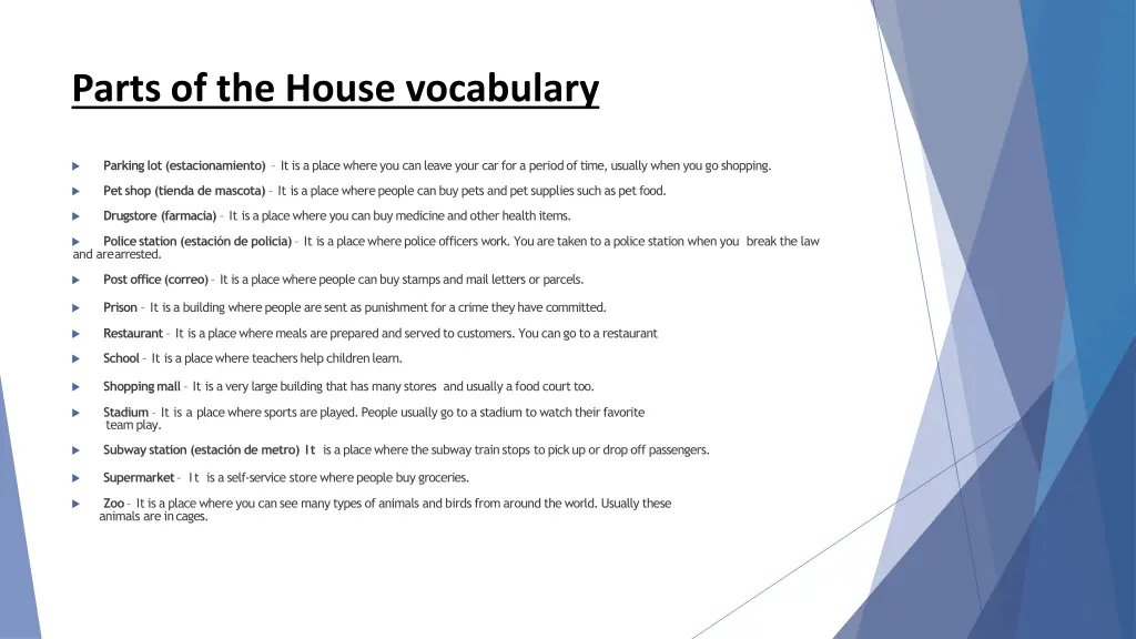 parts of the house vocabulary 1