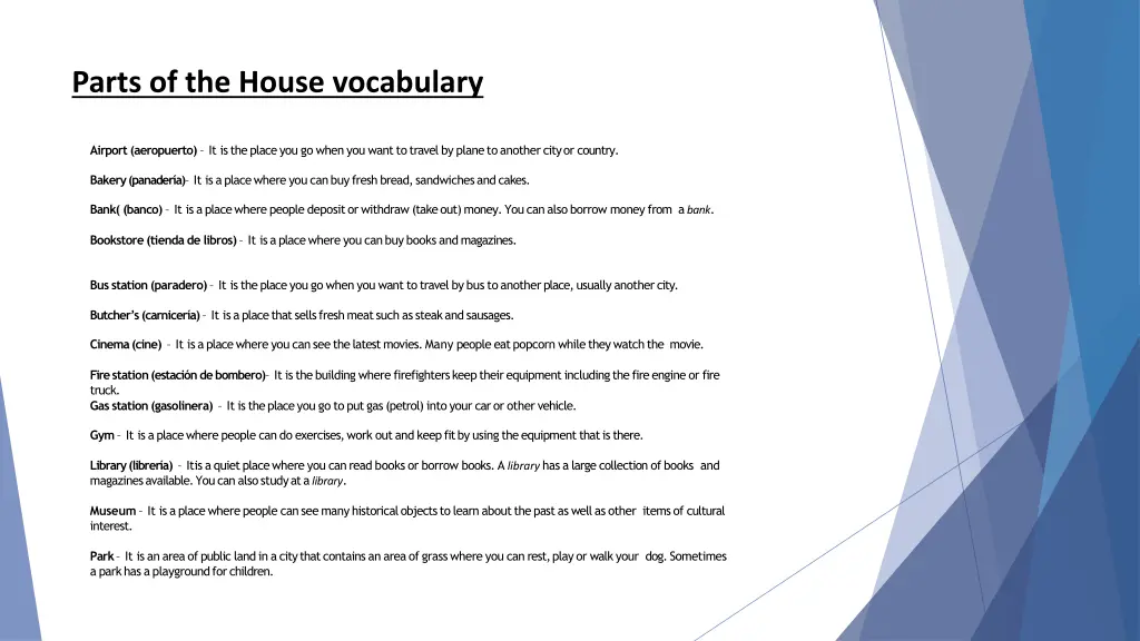 parts of the house vocabulary