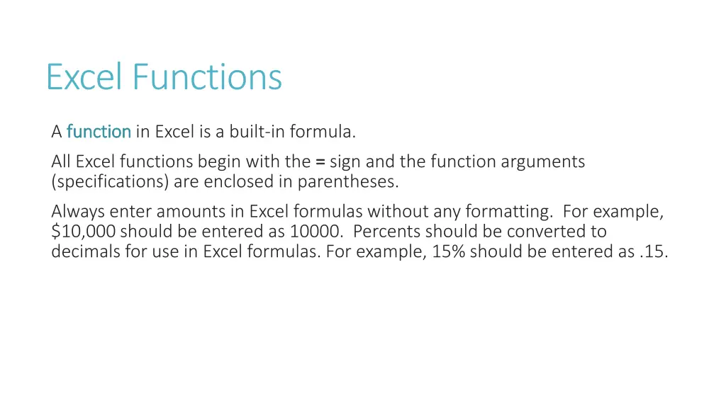 excel functions