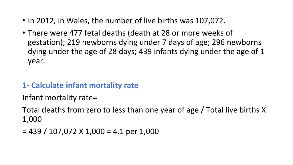 in 2012 in wales the number of live births