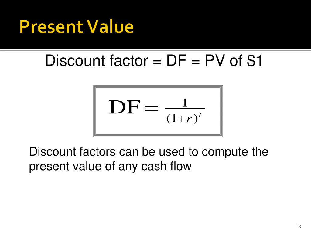 discount factor df pv of 1