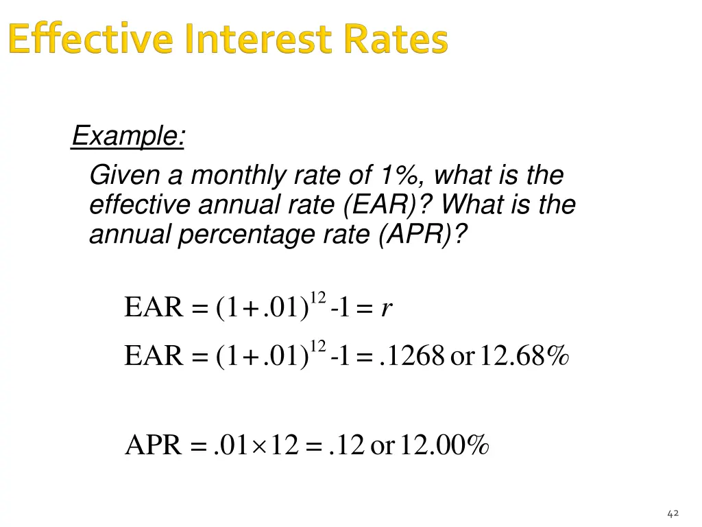 example given a monthly rate of 1 what 1