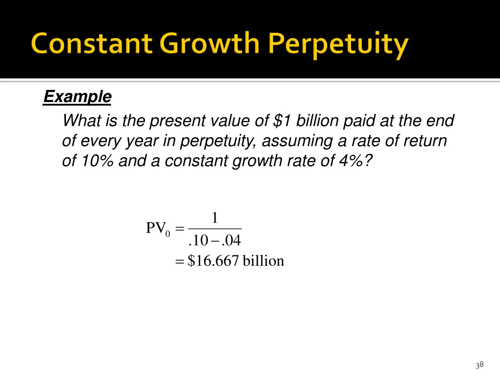 example what is the present value of 1 billion