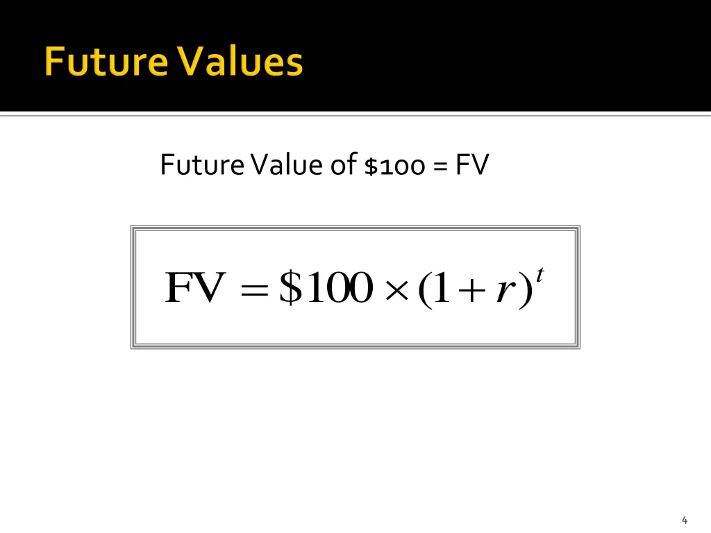 future value of 100 fv