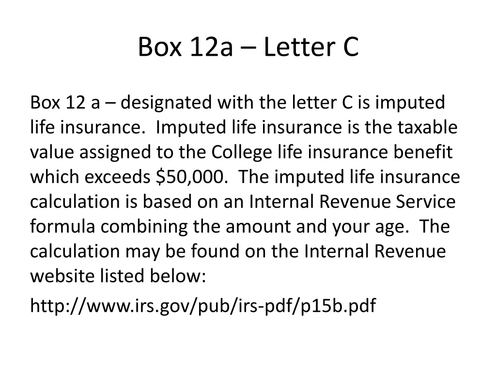 box 12a letter c