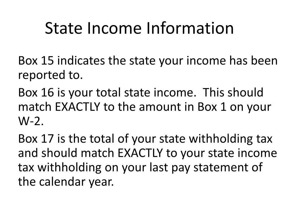 state income information