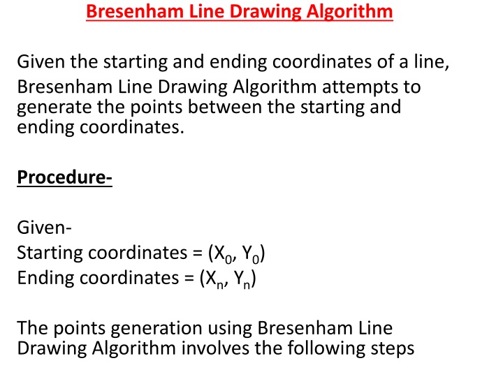 bresenham line drawing algorithm