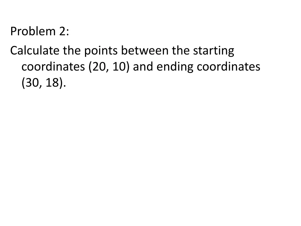 problem 2 calculate the points between