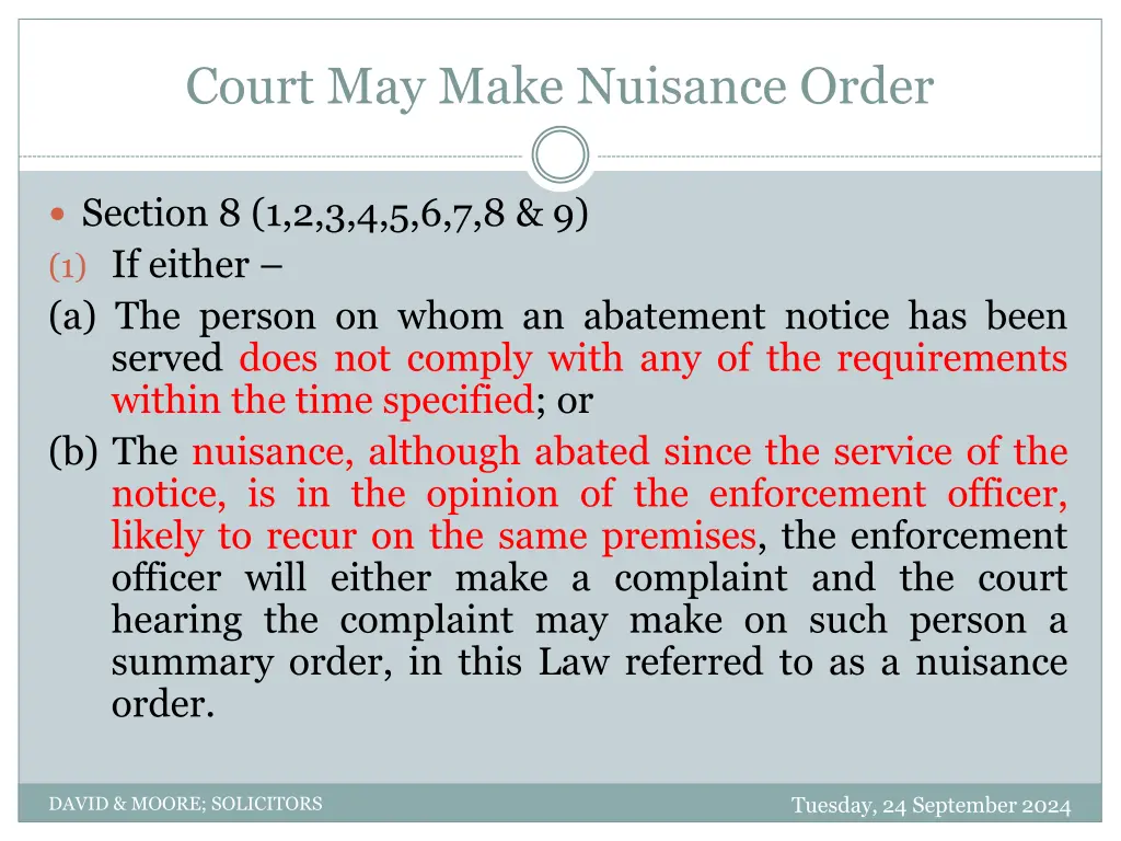 court may make nuisance order