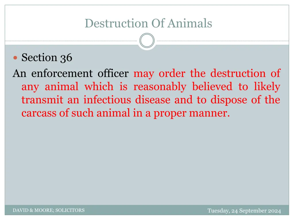 destruction of animals