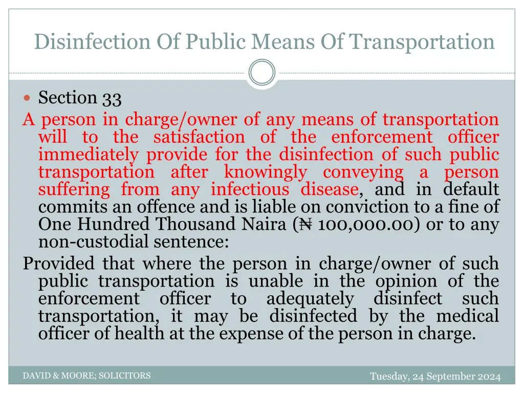 disinfection of public means of transportation