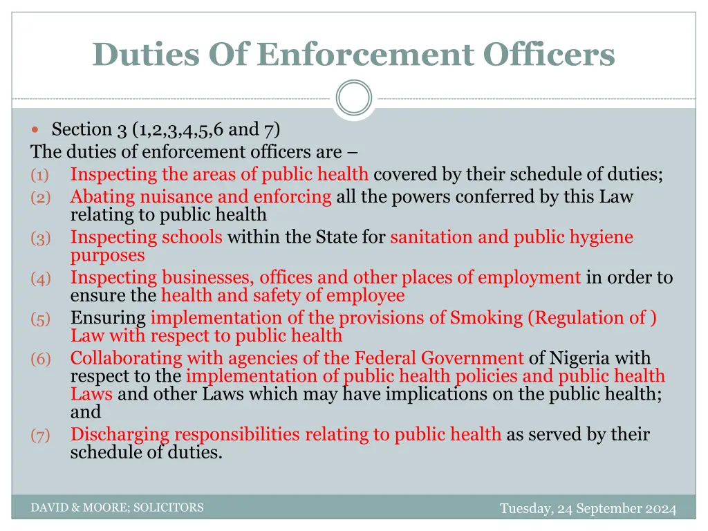 duties of enforcement officers