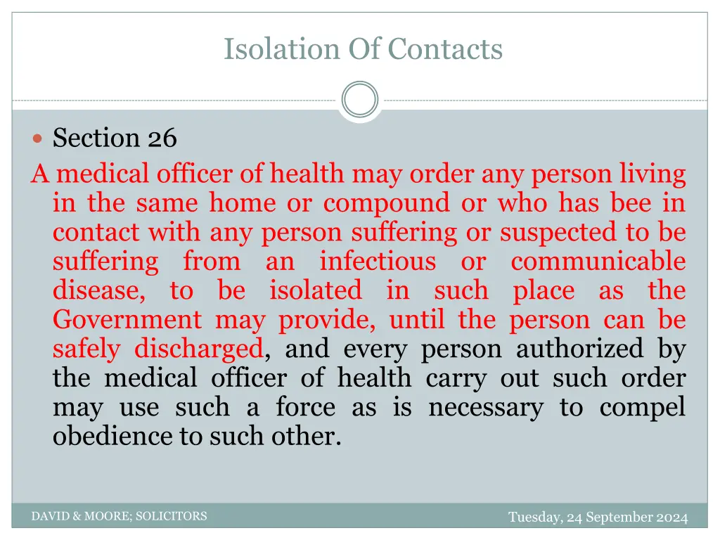 isolation of contacts