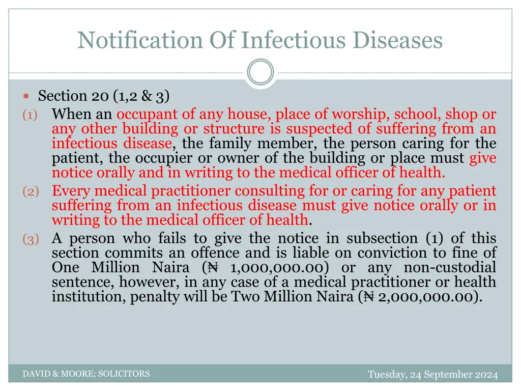 notification of infectious diseases