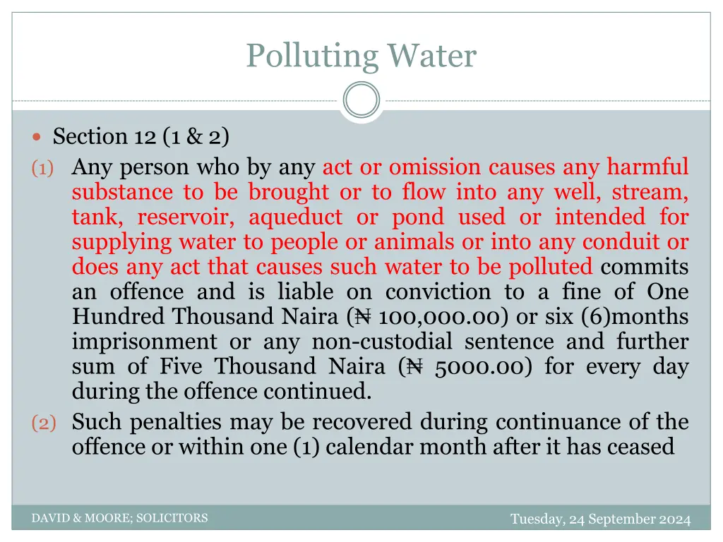 polluting water