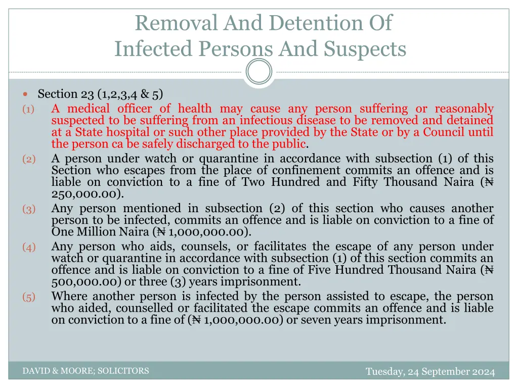 removal and detention of infected persons