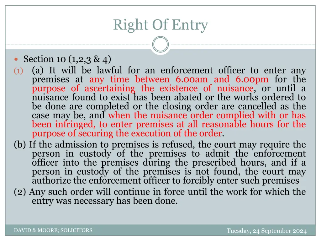 right of entry