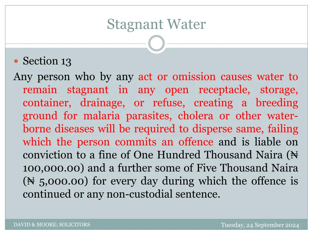 stagnant water