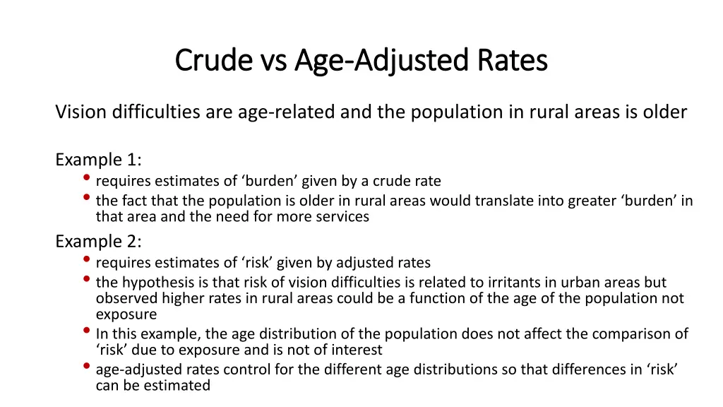 crude vs age crude vs age adjusted rates adjusted