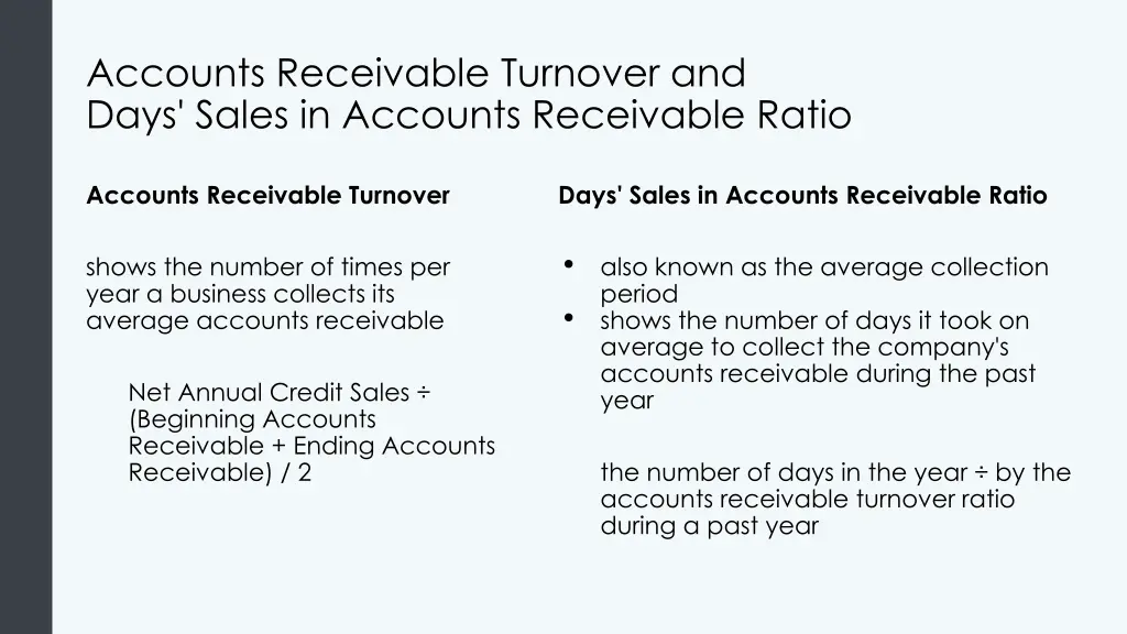 accounts receivable turnover and days sales