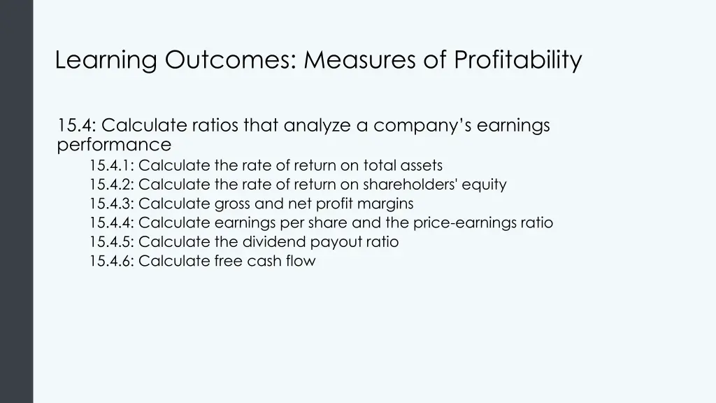 learning outcomes measures of profitability