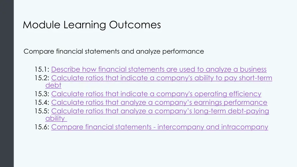 module learning outcomes