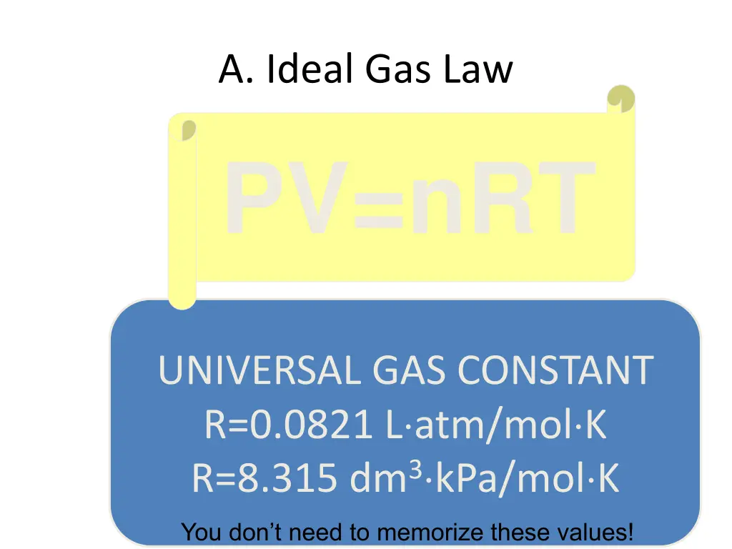 a ideal gas law pv nrt