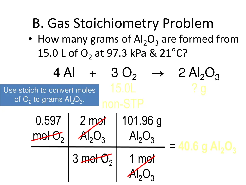 b gas stoichiometry problem how many grams 1