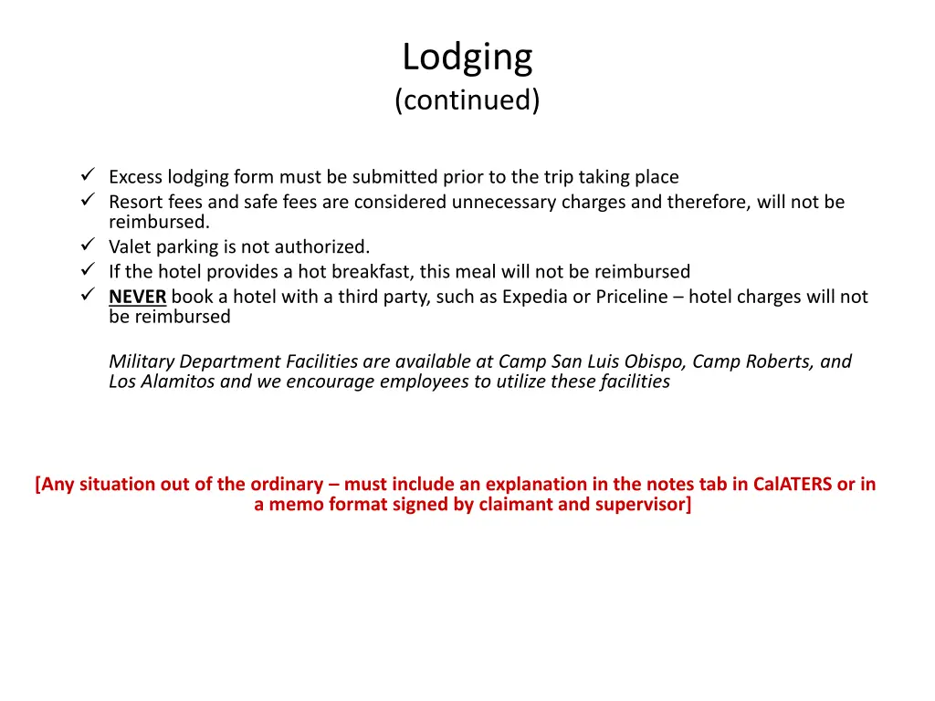 lodging continued