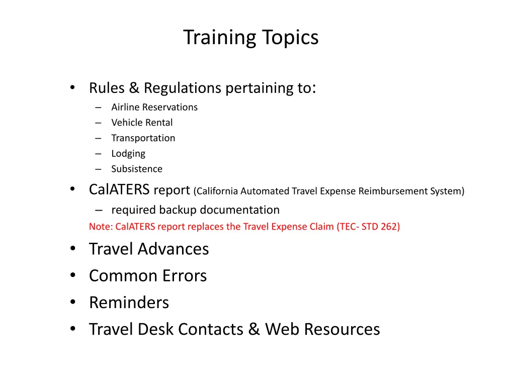 training topics