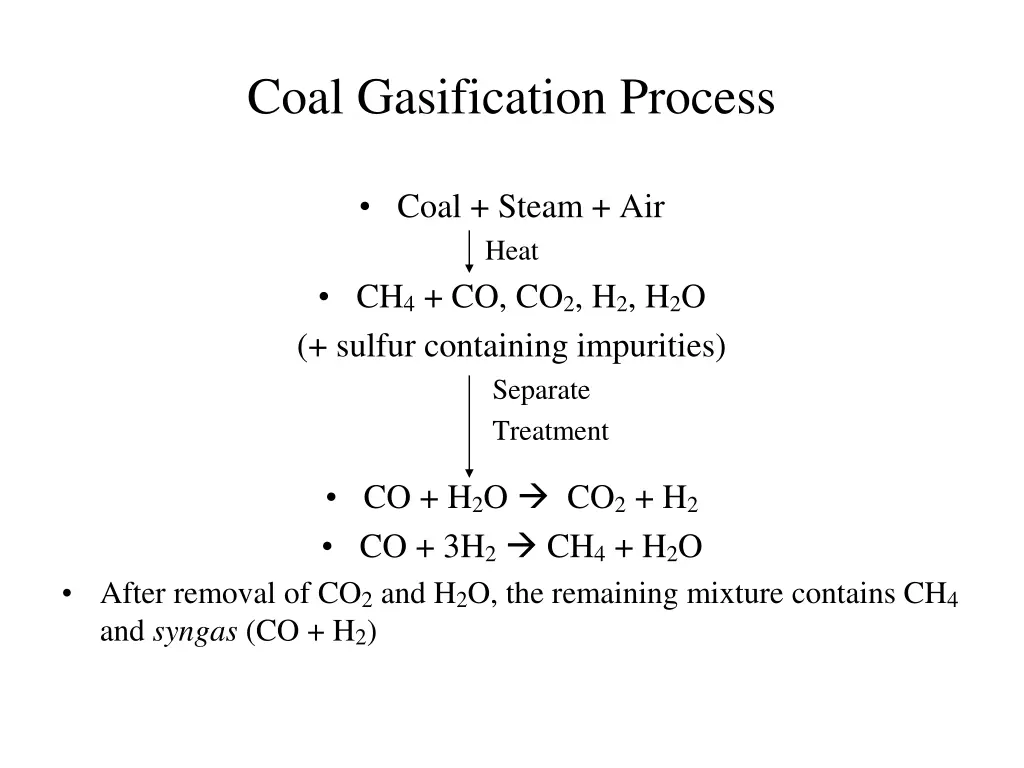 coal gasification process