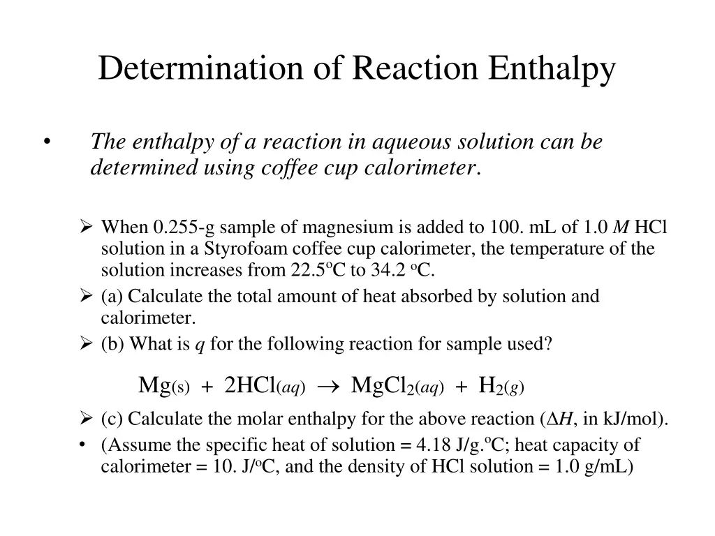 determination of reaction enthalpy