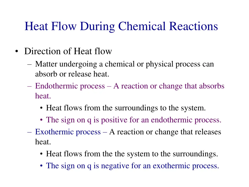 heat flow during chemical reactions