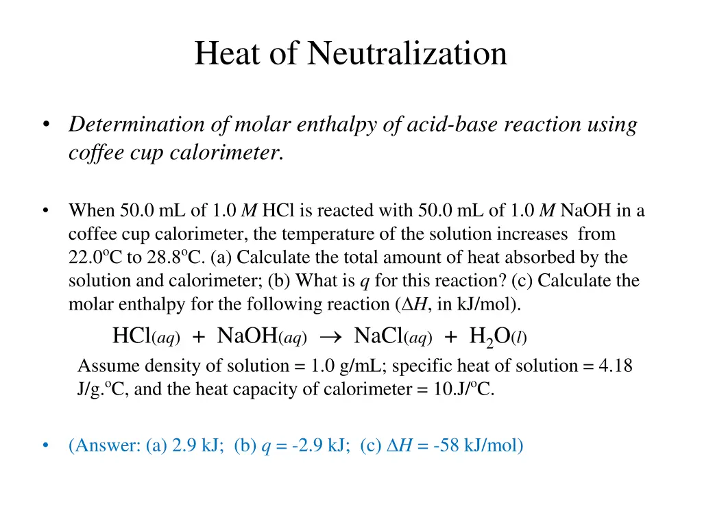 heat of neutralization