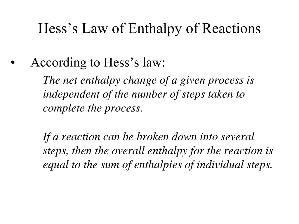 hess s law of enthalpy of reactions