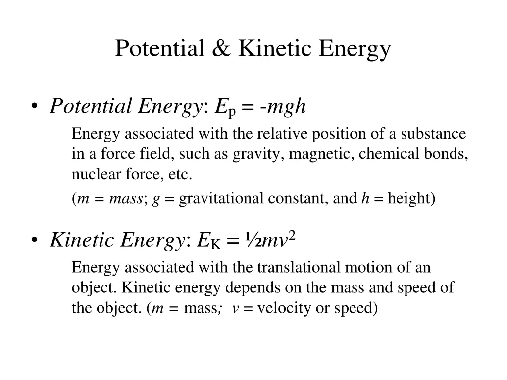 potential kinetic energy